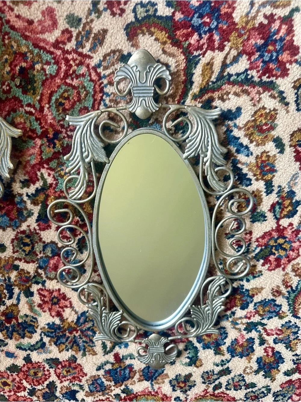 Vintage set of two Homeco silver ornate mirrors